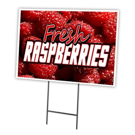 Signmission Fresh Raspberries Yard Sign & Stake outdoor plastic coroplast window, C-1216-DS-Fresh Raspberries C-1216-DS-Fresh Raspberries